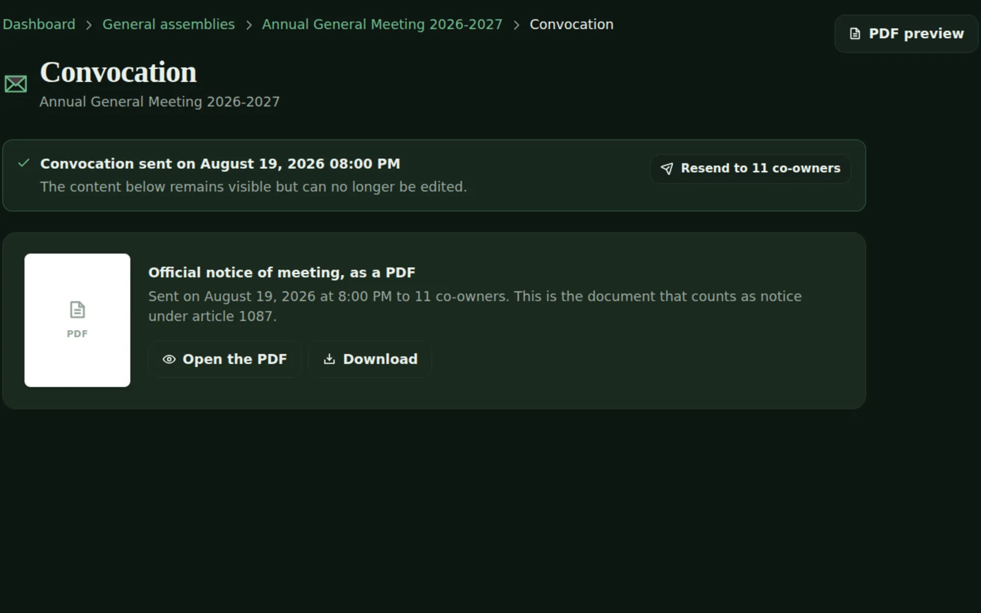 Building the agenda and sending the meeting notice.