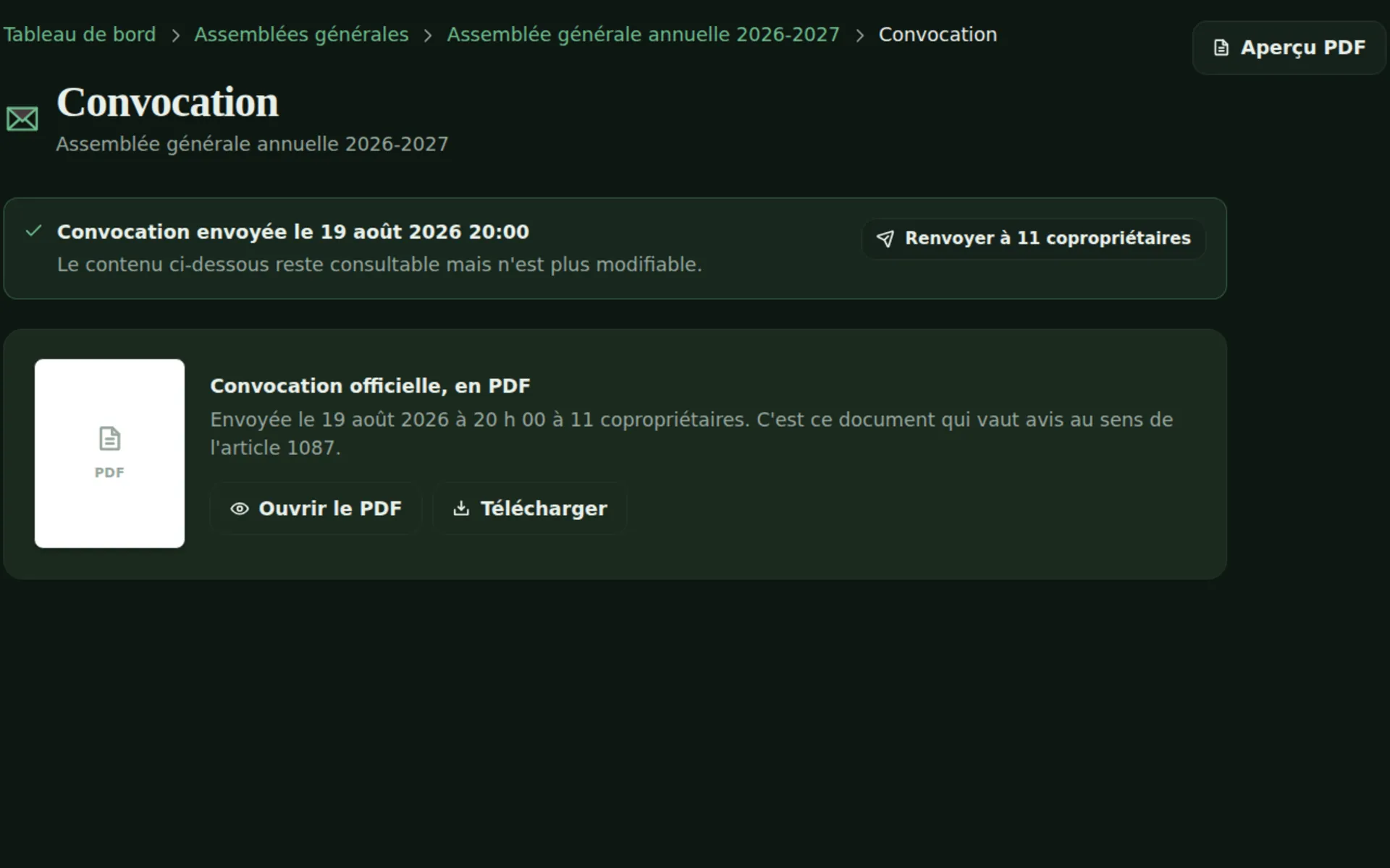 Composition de l'ordre du jour et envoi de la convocation.