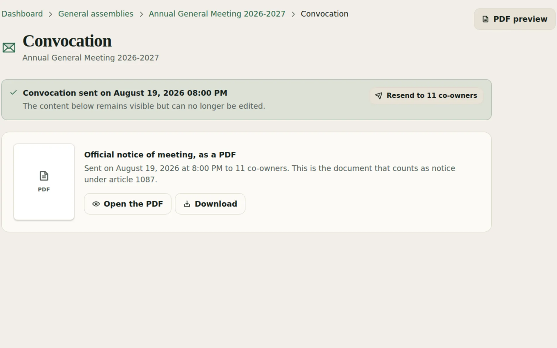 Building the agenda and sending the meeting notice.