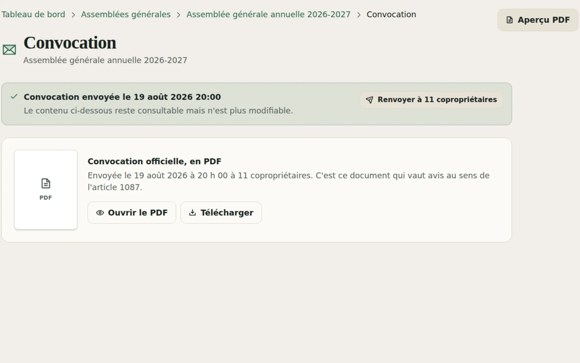 Composition de l'ordre du jour et envoi de la convocation.