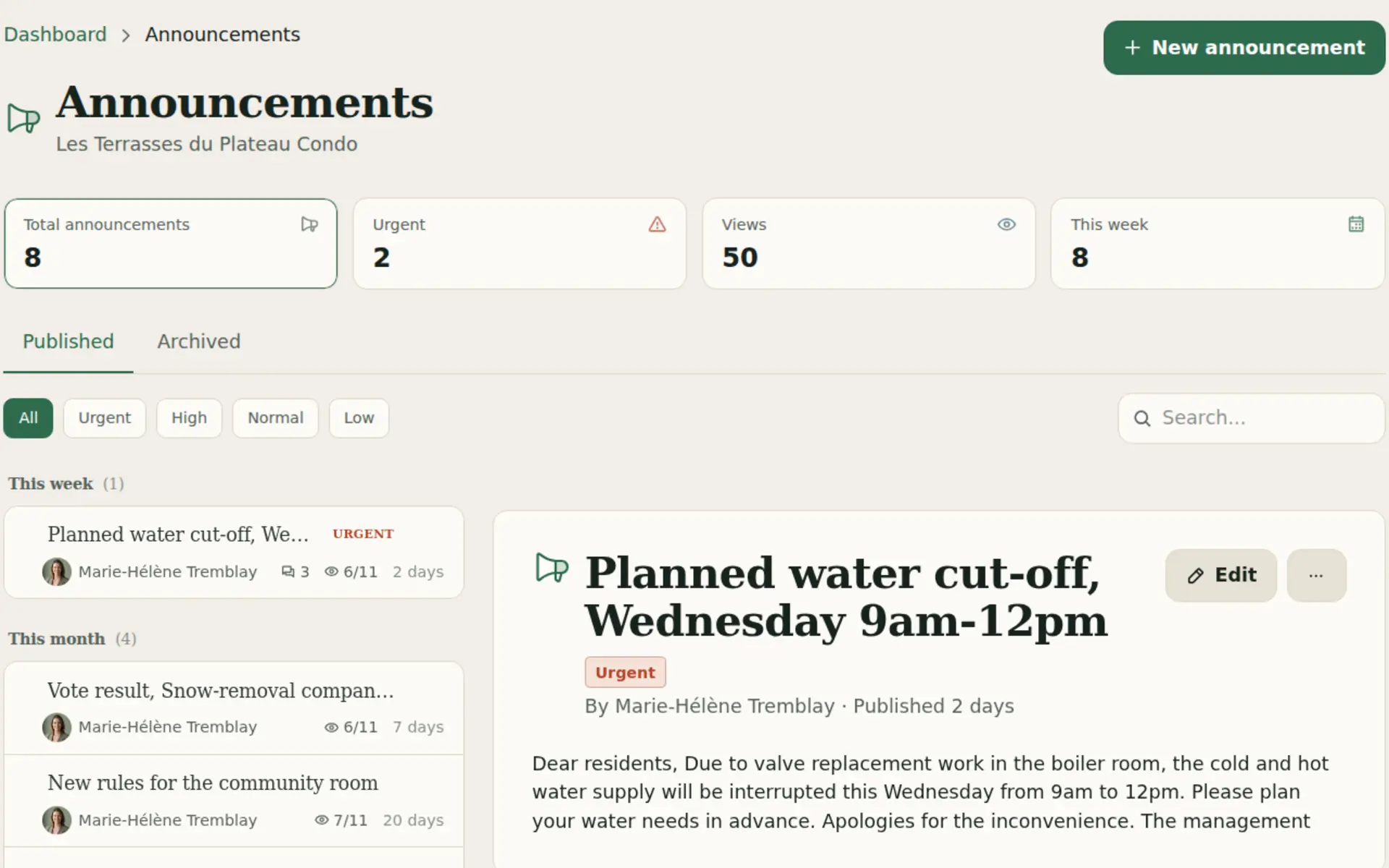 Kohabit announcements module