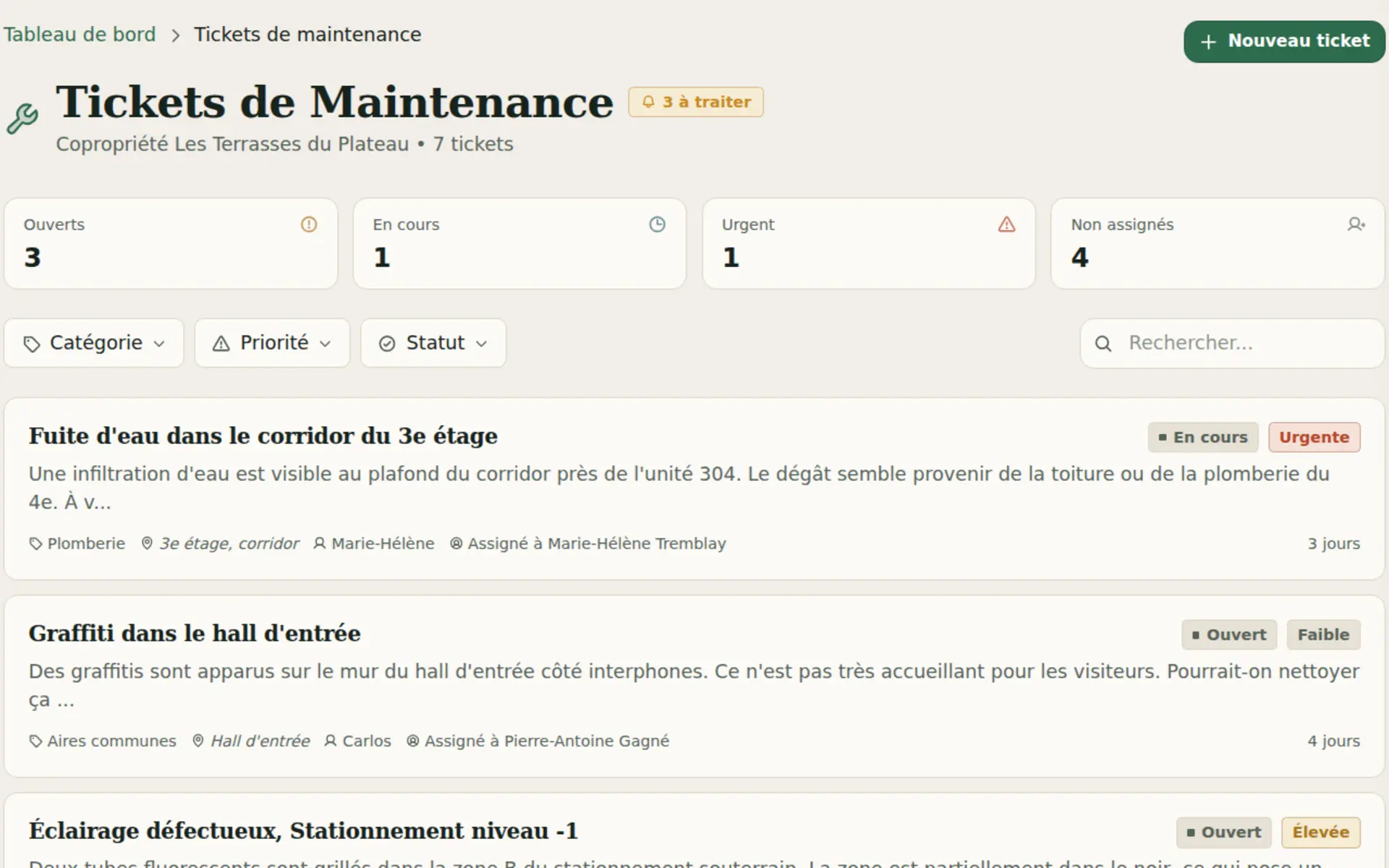 Tickets de maintenance Kohabit