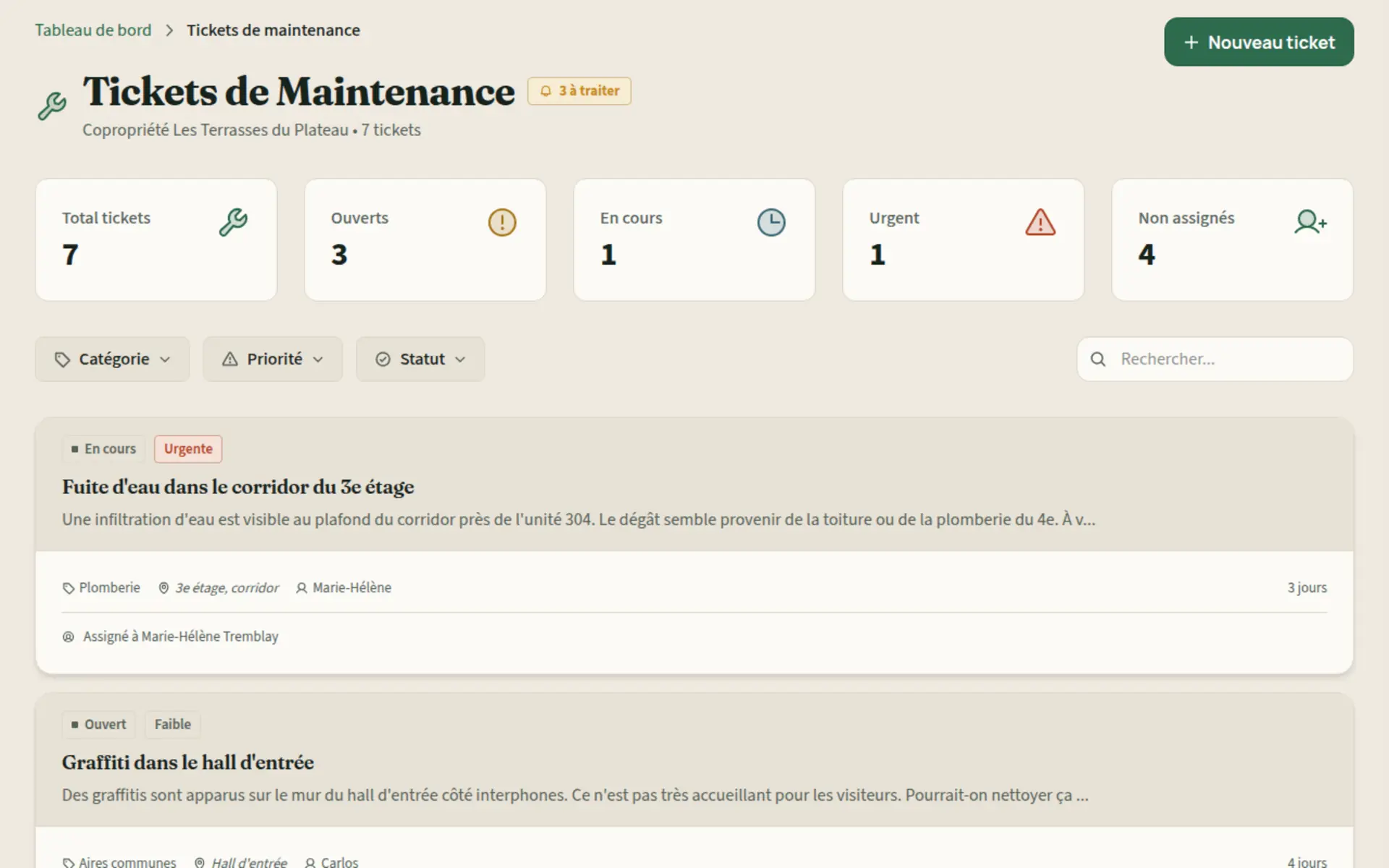 Tickets de maintenance Kohabit
