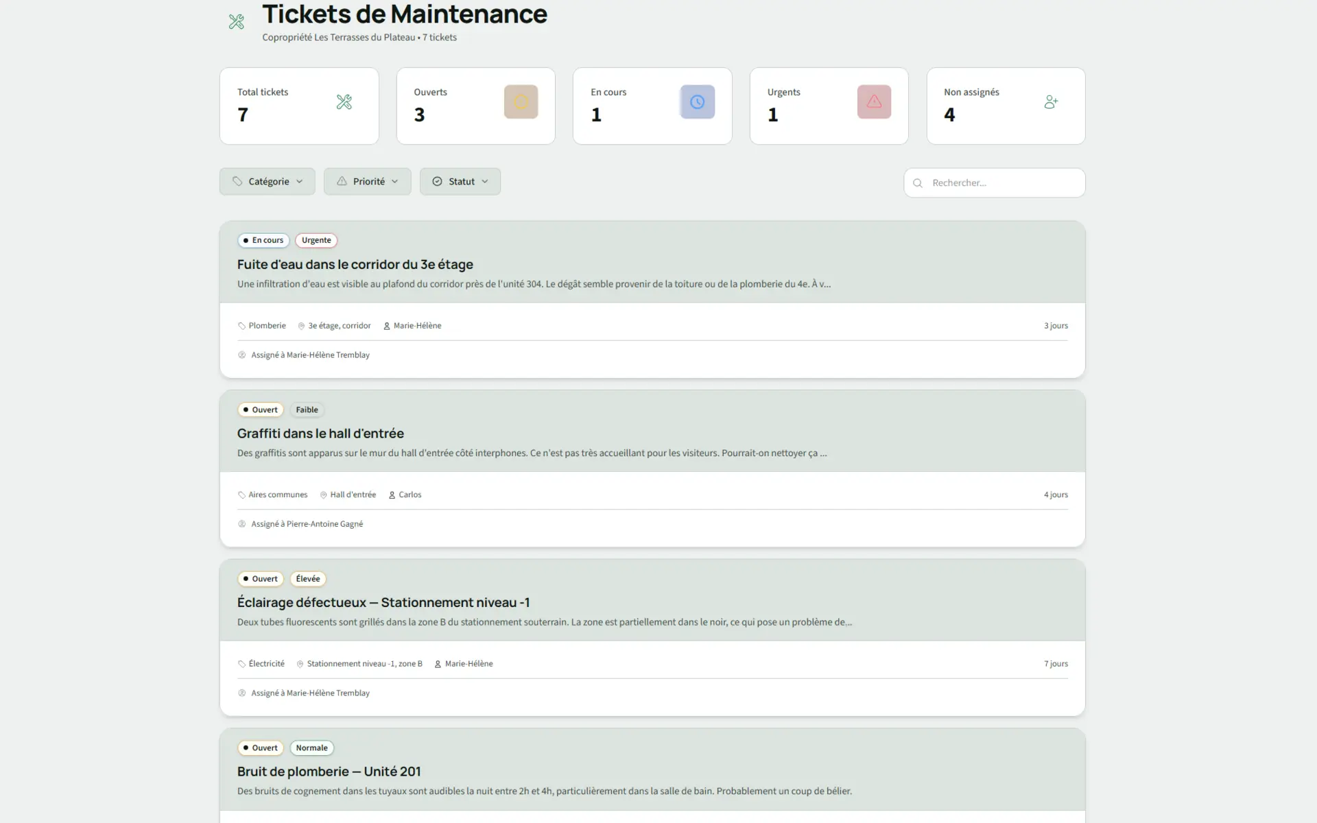 Tickets de maintenance Kohabit